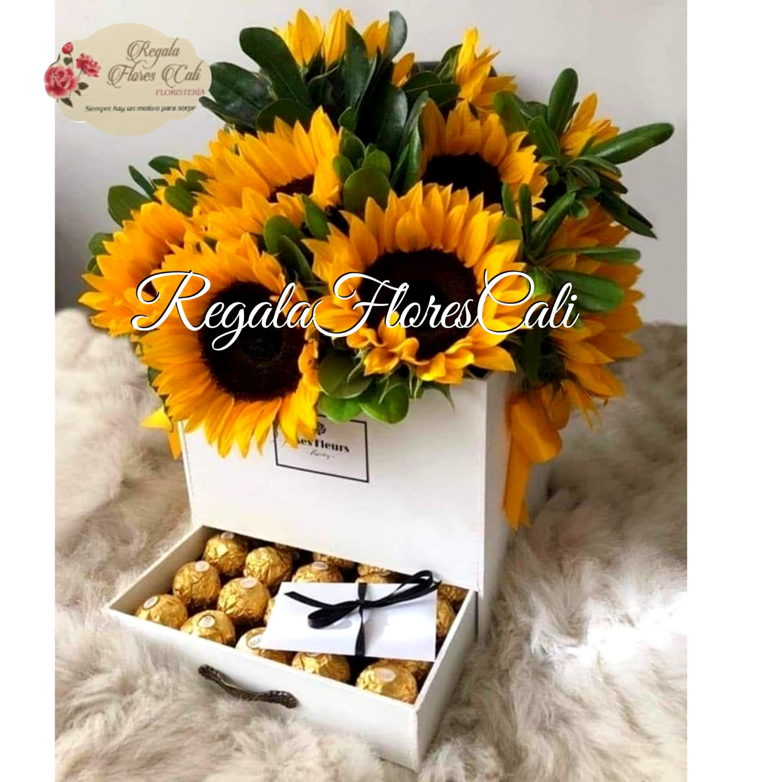 detalle girasoles con chocolates – Regala Flores Cali