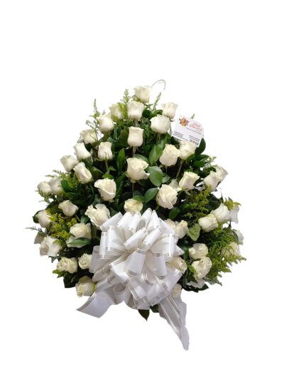 Abanico Funebre Rosas Blancas Cali