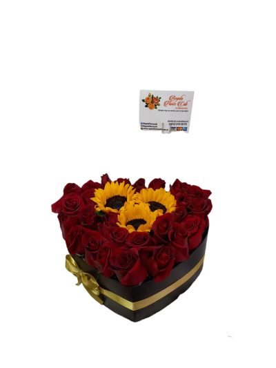 Corazon Rosas Tres Girasoles