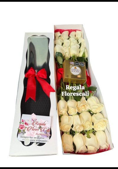 Caja Rosas Blancas Cali